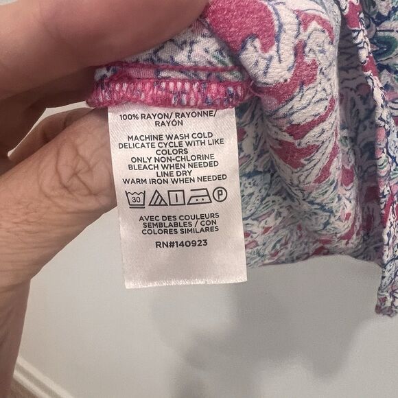 LOFT Womens Sz L Pink Floral Tops Chiffon Blouse Button Up Flutter Sleeve Shirt - Picture 4 of 8